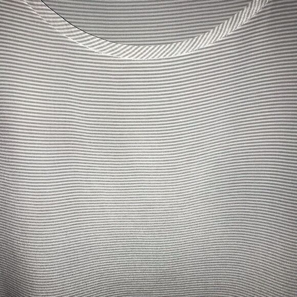 Eileen Fisher Womens Medium Top‎ Tan Stripe Short Sleeve 100% Silk Career Wear - Picture 2 of 10